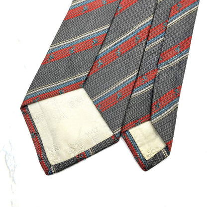 GUCCI Necktie Tie All over Striped pattern Gray Made in Italy 100% Silk Men's