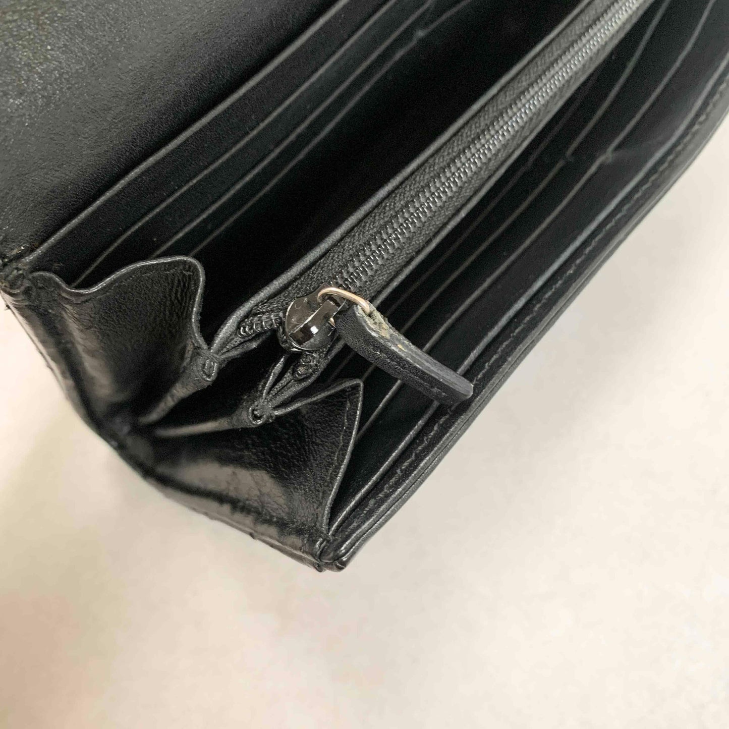 GUCCI GG Marmon Long Wallet Flap Quilted Leather Black Gold Used Auth Women's