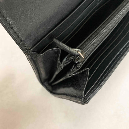 GUCCI GG Marmon Long Wallet Flap Quilted Leather Black Gold Used Auth Women's