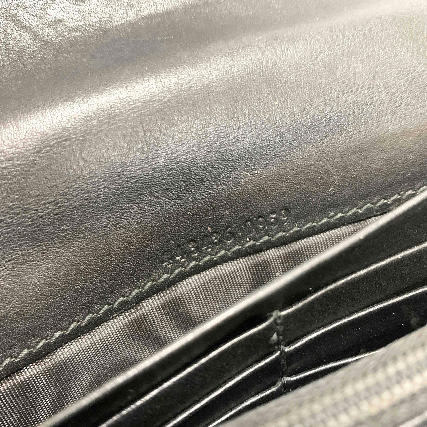 GUCCI GG Marmon Long Wallet Flap Quilted Leather Black Gold Used Auth Women's