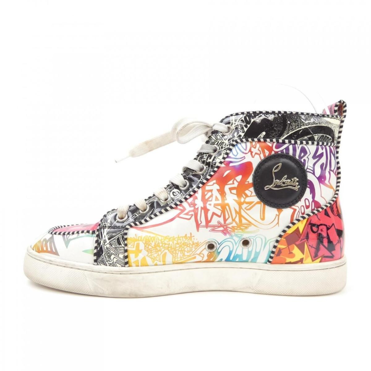 Christian Louboutin Sneakers Shoes High-cut EU 41.5 US 8.5 White Pink Authentic