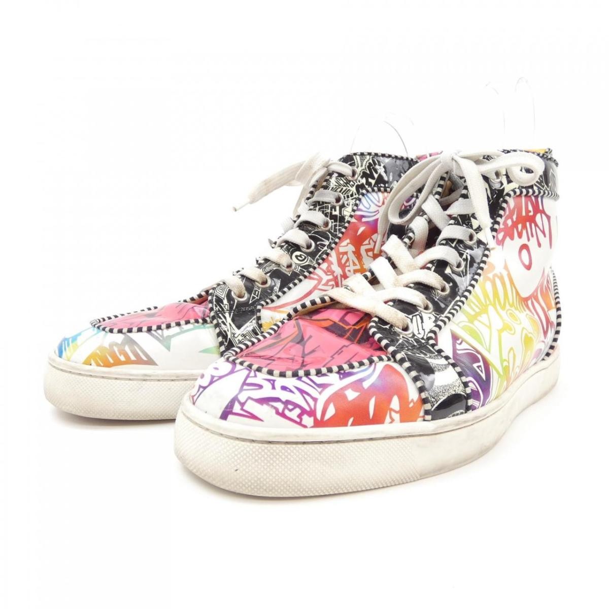 Christian Louboutin Sneakers Shoes High-cut EU 41.5 US 8.5 White Pink Authentic