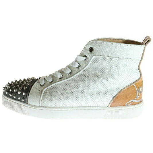 Christian Louboutin Sneakers Shoes High-cut Studs EU 41.5 US 8.5 White Gray Auth