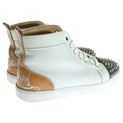 Christian Louboutin Sneakers Shoes High-cut Studs EU 41.5 US 8.5 White Gray Auth