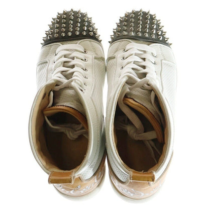 Christian Louboutin Sneakers Shoes High-cut Studs EU 41.5 US 8.5 White Gray Auth
