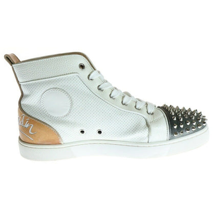 Christian Louboutin Sneakers Shoes High-cut Studs EU 41.5 US 8.5 White Gray Auth