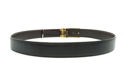 CELINE Unisex Belt Horse carriage Black Gold Leather Authentic