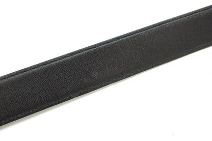 CELINE Unisex Belt Horse carriage Black Gold Leather Authentic