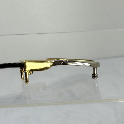 CELINE Men's Belt Horse carriage Gold Leather Authentic