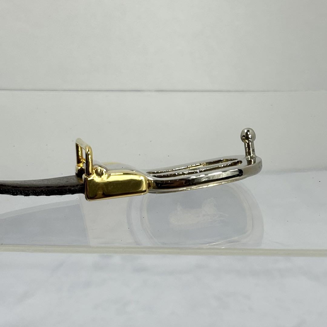 CELINE Men's Belt Horse carriage Gold Leather Authentic