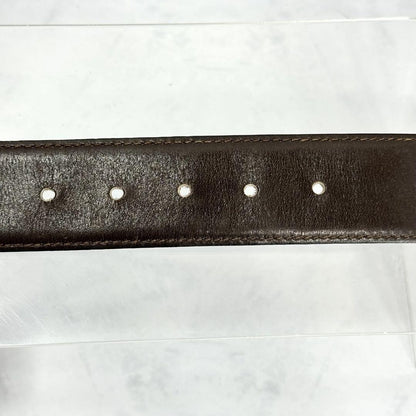 CELINE Men's Belt Horse carriage Dark Brown Gold Leather Authentic