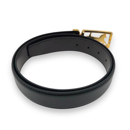 CELINE Men's Belt Horse carriage Black Brown Gold Leather Authentic