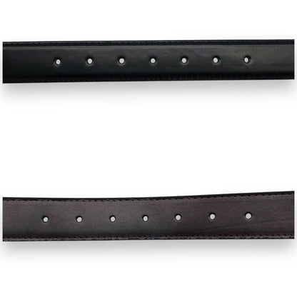 CELINE Men's Belt Horse carriage Black Brown Gold Leather Authentic