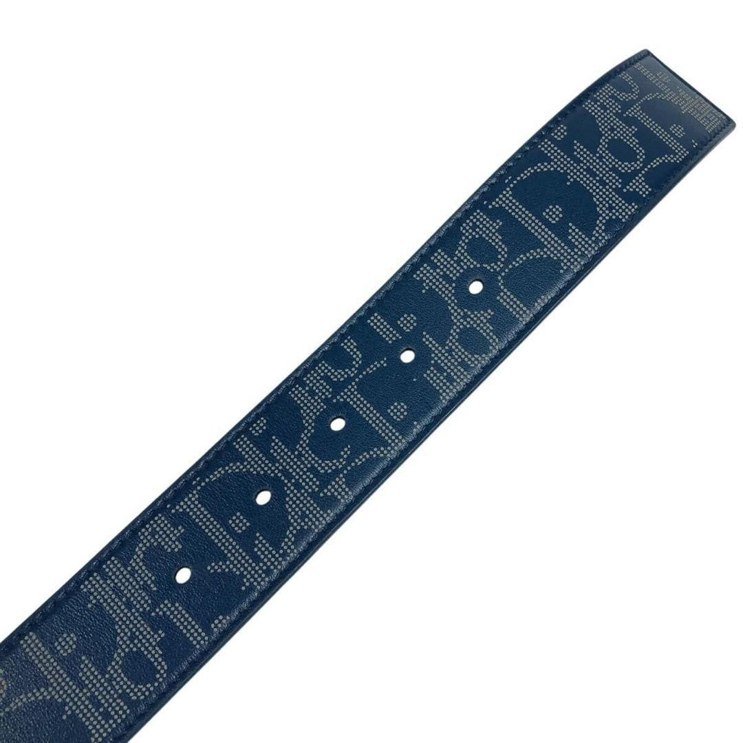 Christian Dior Men's Belt Oblique Trotter Leather Navy Authentic