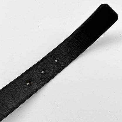 Christian Dior Men's Belt Logo Leather Gold Dark Brown Authentic