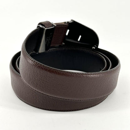 Christian Dior Men's Belt Logo Leather Gold Dark Brown Authentic
