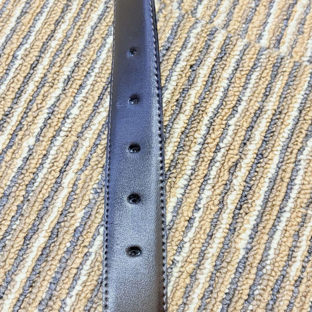 Christian Dior Men's Belt Logo Leather Black Dark Brown Gold Authentic