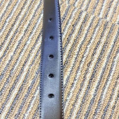 Christian Dior Men's Belt Logo Leather Black Dark Brown Gold Authentic