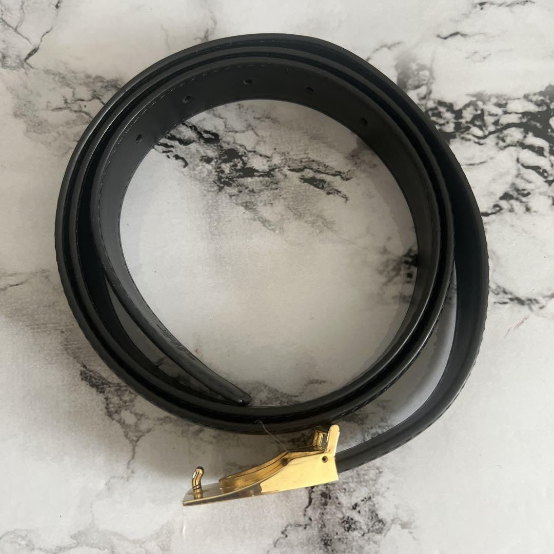 Christian Dior Men's Belt Logo Leather Black Authentic