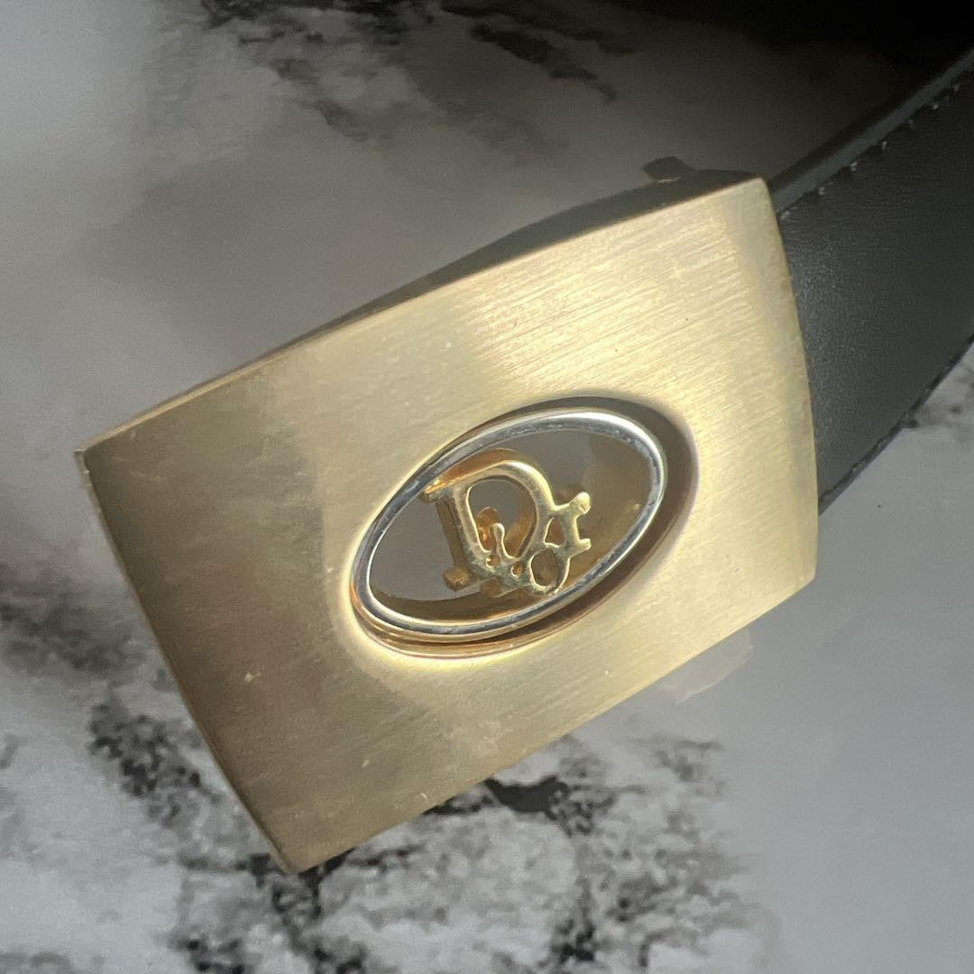 Christian Dior Men's Belt Logo Leather Black Authentic