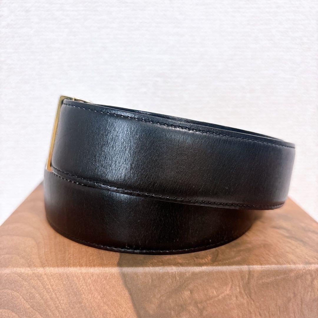 Christian Dior Men's Belt Logo Leather Black Brown Authentic