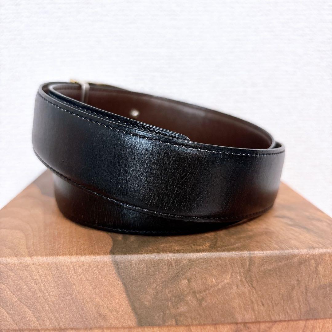 Christian Dior Men's Belt Logo Leather Black Brown Authentic