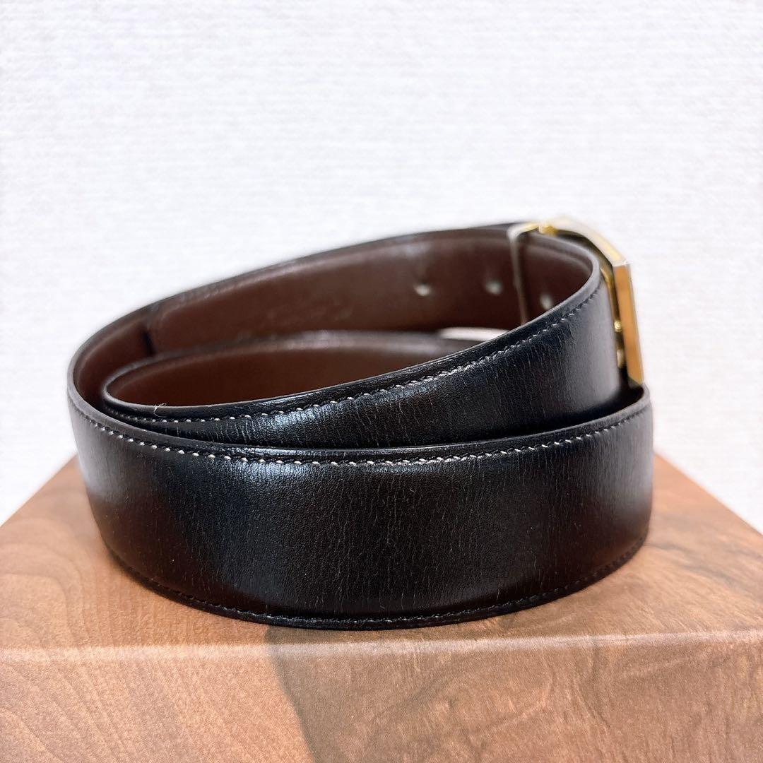 Christian Dior Men's Belt Logo Leather Black Brown Authentic