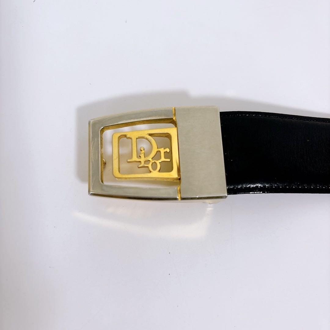 Christian Dior Men's Belt Logo Leather Black Brown Authentic