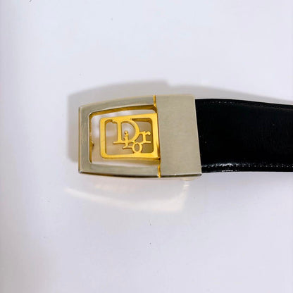 Christian Dior Men's Belt Logo Leather Black Brown Authentic