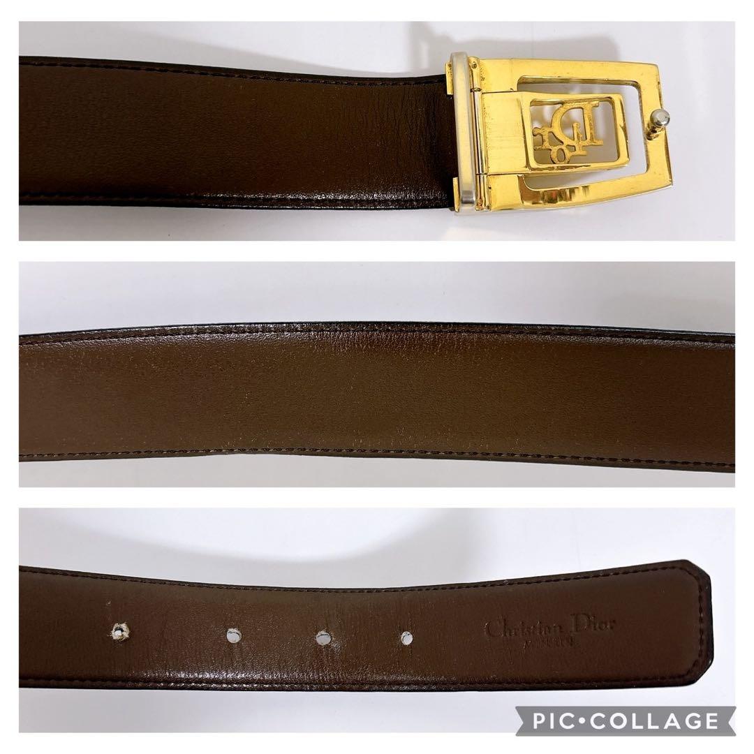 Christian Dior Men's Belt Logo Leather Black Brown Authentic
