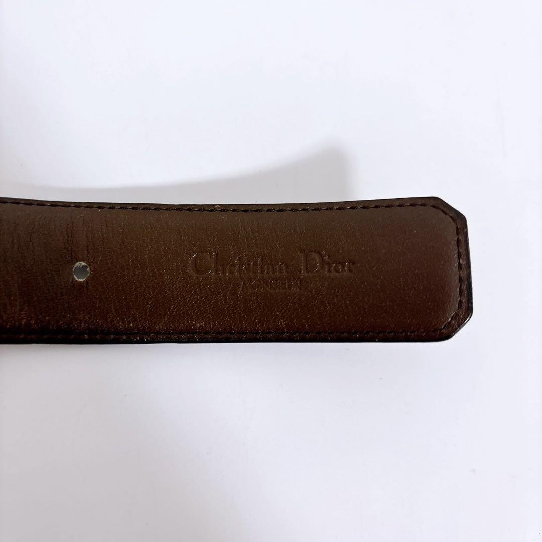 Christian Dior Men's Belt Logo Leather Black Brown Authentic