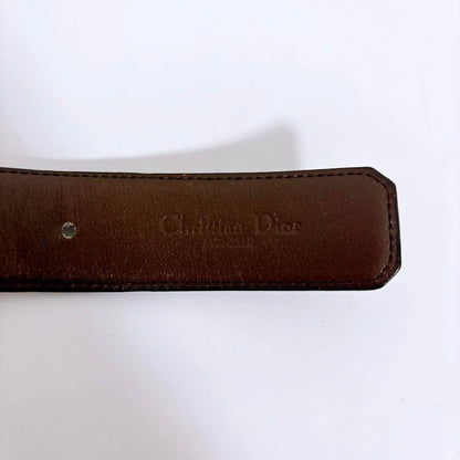 Christian Dior Men's Belt Logo Leather Black Brown Authentic