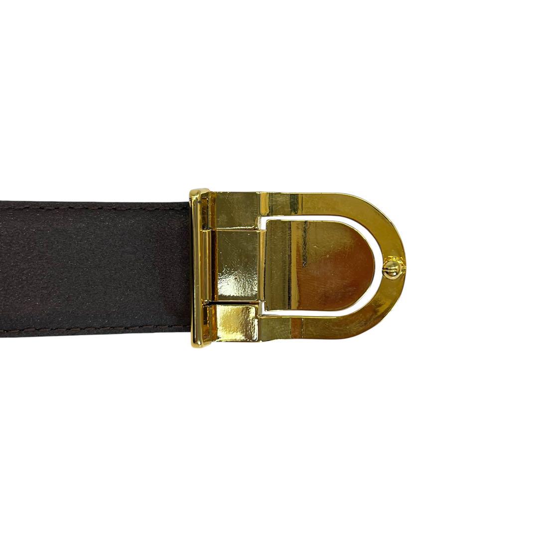 Christian Dior Men's Belt CD Leather Black Gold Authentic