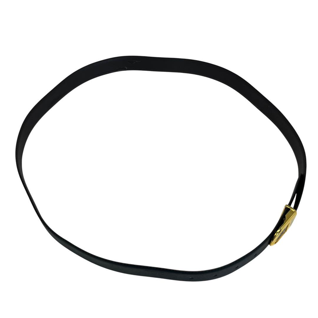 Christian Dior Men's Belt CD Leather Black Gold Authentic