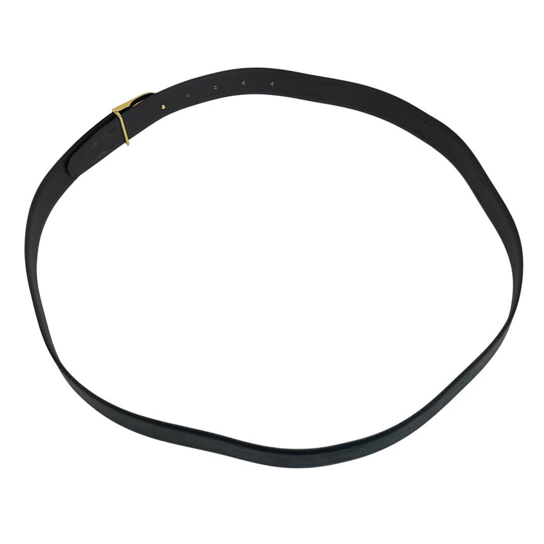 Christian Dior Men's Belt CD Leather Black Gold Authentic