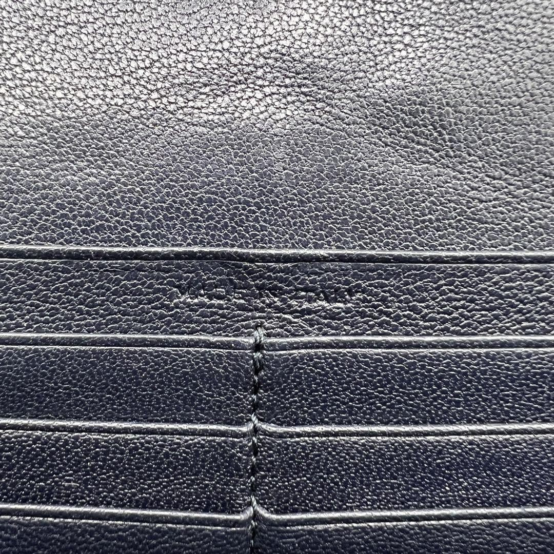 Saint Laurent Flap Wallet Long Purse YSL Cassandra Leather Navy Authentic