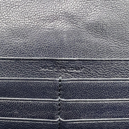 Saint Laurent Flap Wallet Long Purse YSL Cassandra Leather Navy Authentic