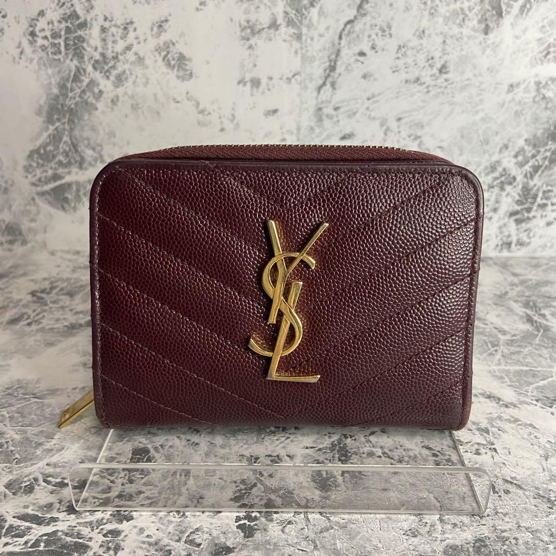 Saint Laurent Bi-fold Wallet Flap Compact Purse YSL Cassandra Authentic
