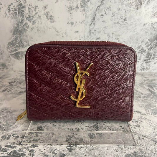 Saint Laurent Bi-fold Wallet Flap Compact Purse YSL Cassandra Authentic