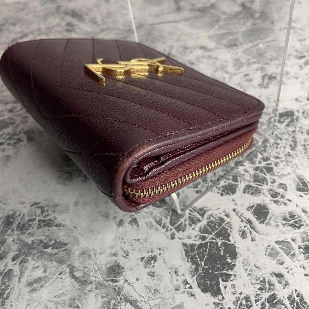 Saint Laurent Bi-fold Wallet Flap Compact Purse YSL Cassandra Authentic