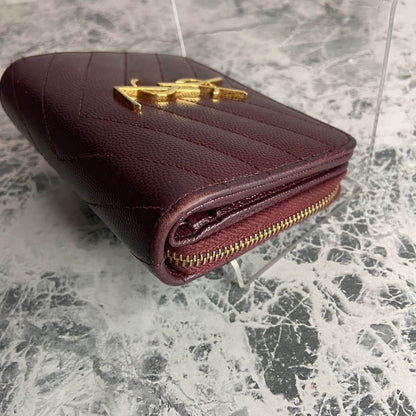 Saint Laurent Bi-fold Wallet Flap Compact Purse YSL Cassandra Authentic