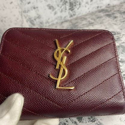 Saint Laurent Bi-fold Wallet Flap Compact Purse YSL Cassandra Authentic