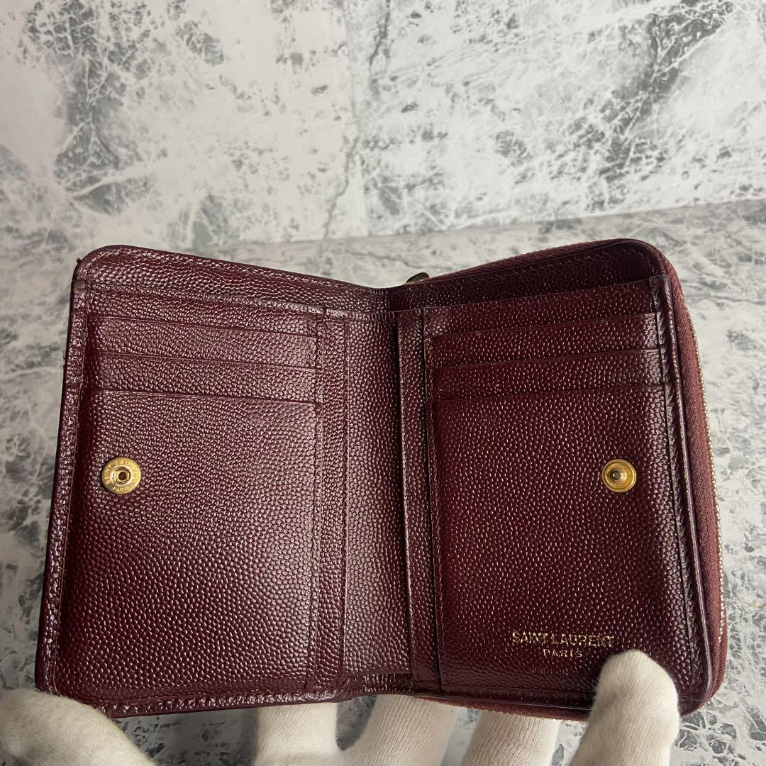 Saint Laurent Bi-fold Wallet Flap Compact Purse YSL Cassandra Authentic