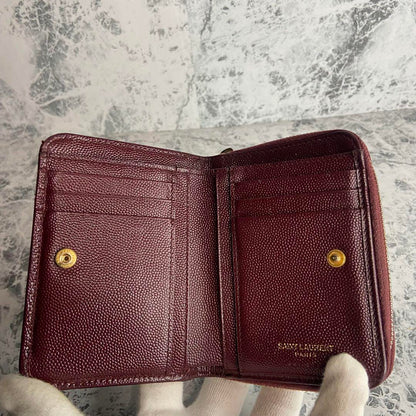 Saint Laurent Bi-fold Wallet Flap Compact Purse YSL Cassandra Authentic