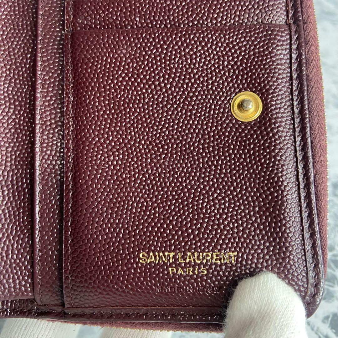 Saint Laurent Bi-fold Wallet Flap Compact Purse YSL Cassandra Authentic