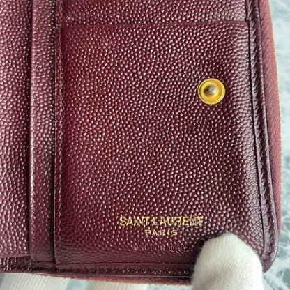 Saint Laurent Bi-fold Wallet Flap Compact Purse YSL Cassandra Authentic