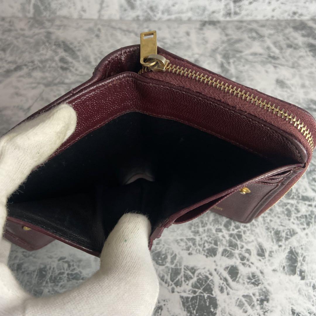 Saint Laurent Bi-fold Wallet Flap Compact Purse YSL Cassandra Authentic