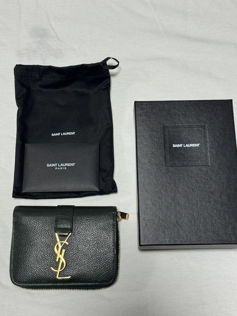 Saint Laurent Bi-fold Wallet Flap Compact Purse YSL Cassandra Khaki Authentic