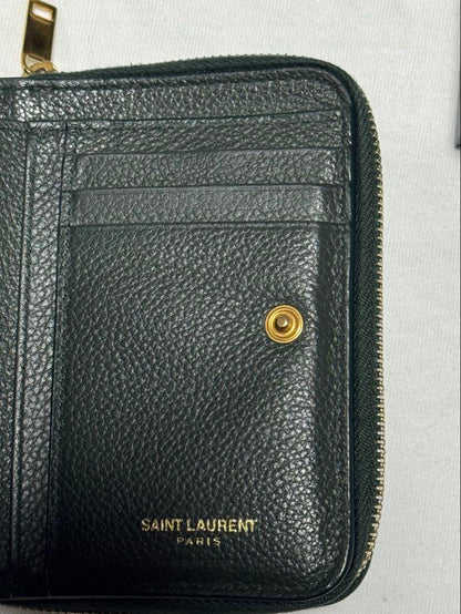 Saint Laurent Bi-fold Wallet Flap Compact Purse YSL Cassandra Khaki Authentic
