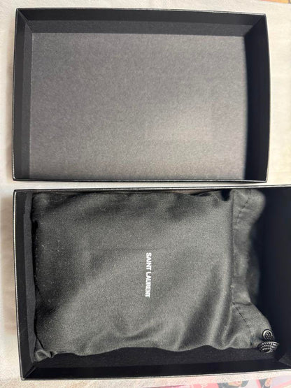 Saint Laurent Bi-fold Wallet Flap Compact Purse YSL Cassandra Khaki Authentic